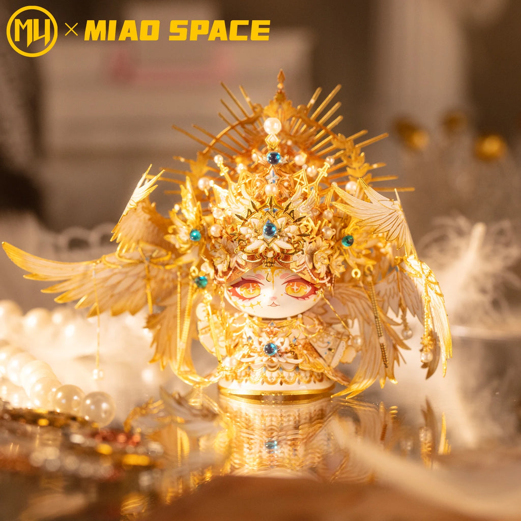 MU X MIAO SPACE Angel Cat 3D Metal Puzzle DIY Handcraft Educational Puzzle Toy Desktop Office Decoration Stress Relief Gift for