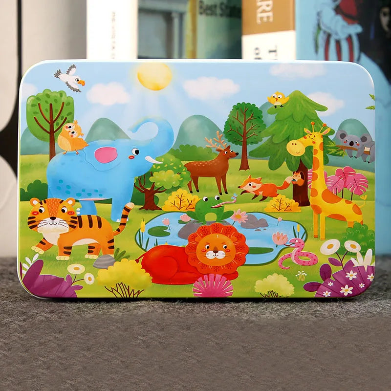 100 Pieces Puzzles for Kids Cartoon Animal Dinosaur Jigsaw Puzzle Montessori Games Children Educational Toys for Boys Girls