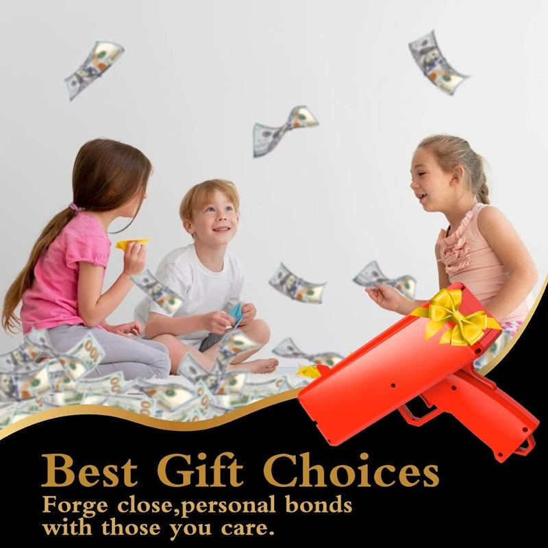 Cute Mini Prop Money Gun Paper Playing Spary Cash Shooter Gun Wedding Birthday Bachelor Party Celebration Supplies Kids Toys