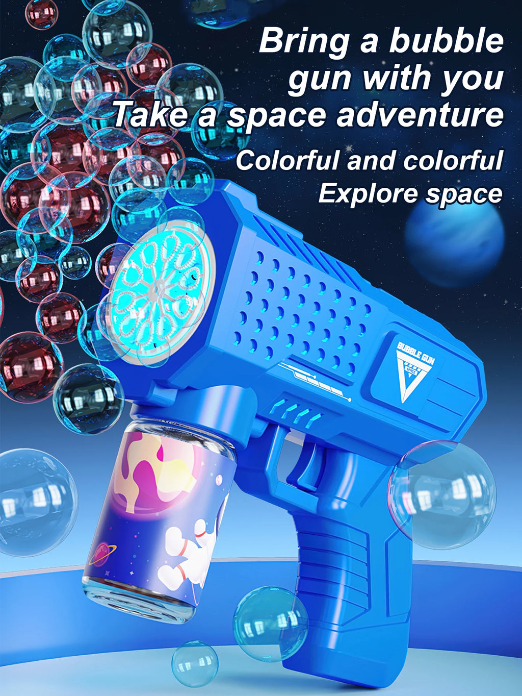 10 hole handheld fully automatic Gatling children's blowing bubble gun bubble machine without battery and bubble water