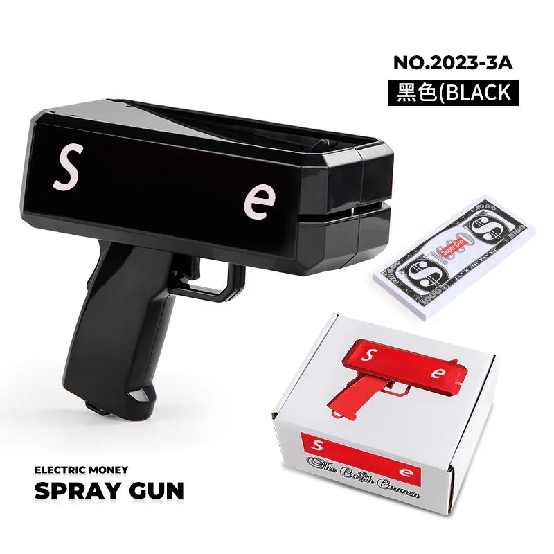 1PC Shoot Money Gun with 100PCS Toy Banknotes, Party Banknote Pistol Paper Money Shooter Interactive Game Showers of Cash