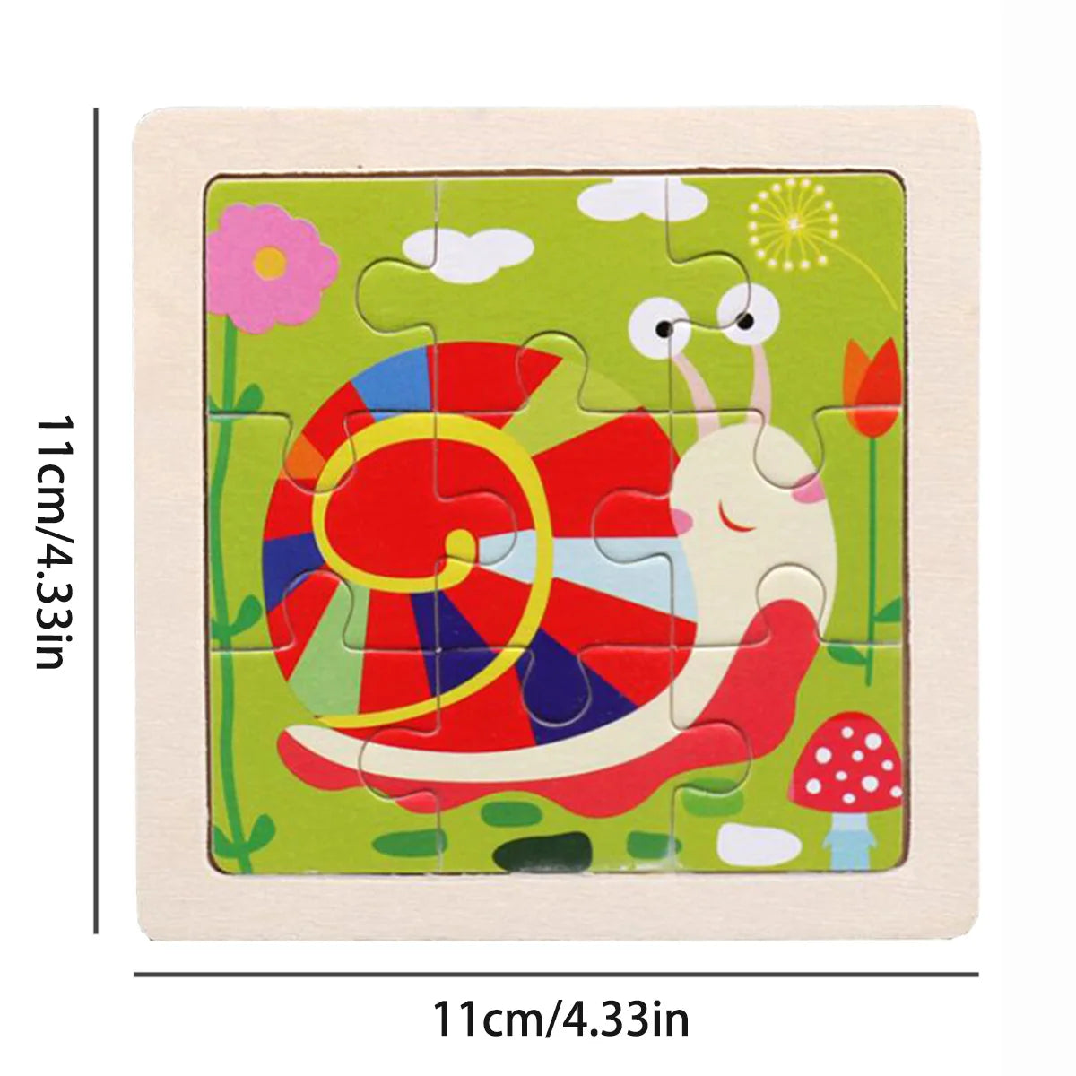 11cm/4.33in Wooden Jigsaw Puzzle Cartoon Animal Traffic Car Wood Puzzles for Kids Montessori Games Children Educational Toys