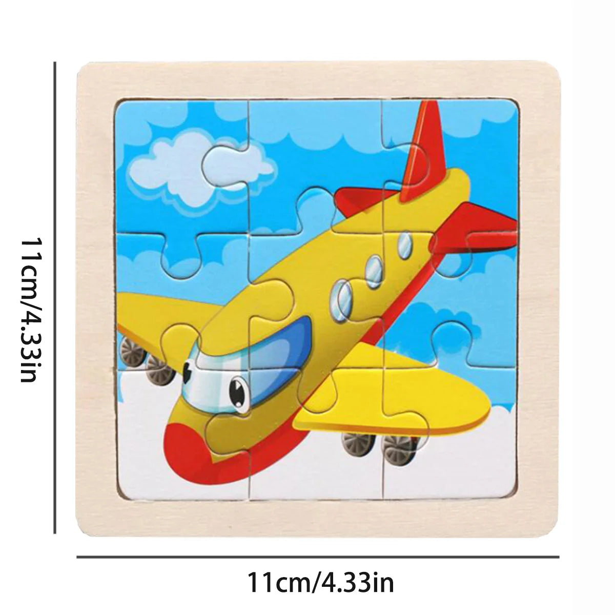 11cm/4.33in Wooden Jigsaw Puzzle Cartoon Animal Traffic Car Wood Puzzles for Kids Montessori Games Children Educational Toys