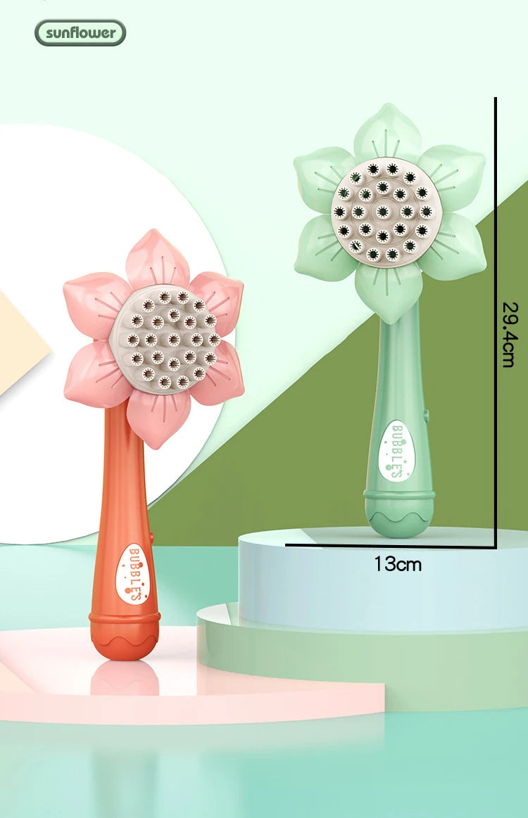 Bubble Machine Sunflower 23 Hole Electric Automatic Bubbles Gun Soap Blowering Outdoor Party Toys for Girls Children Xmas Gifts