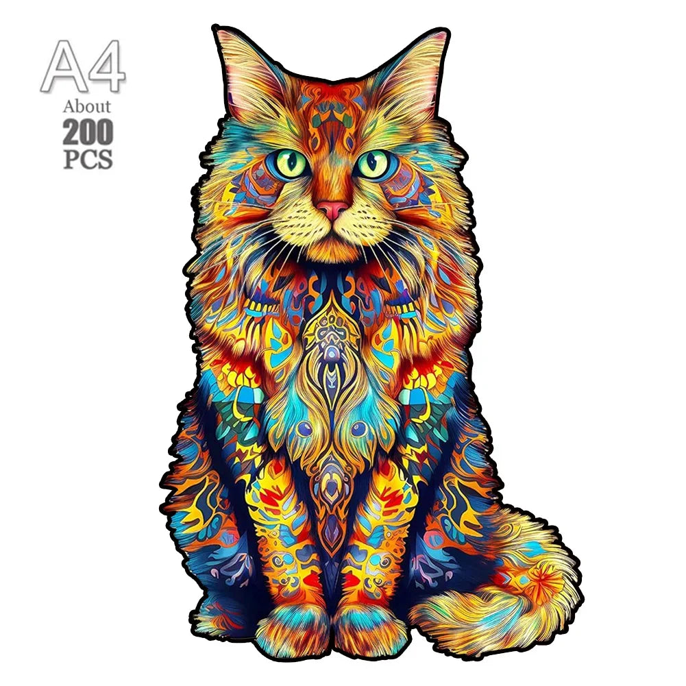 300 Pcs Wooden Puzzles Animal Jigsaw for Adults Kids Mysterious Lion Puzzle Holiday Gifts Interactive Games Toys Wood Jigsaw