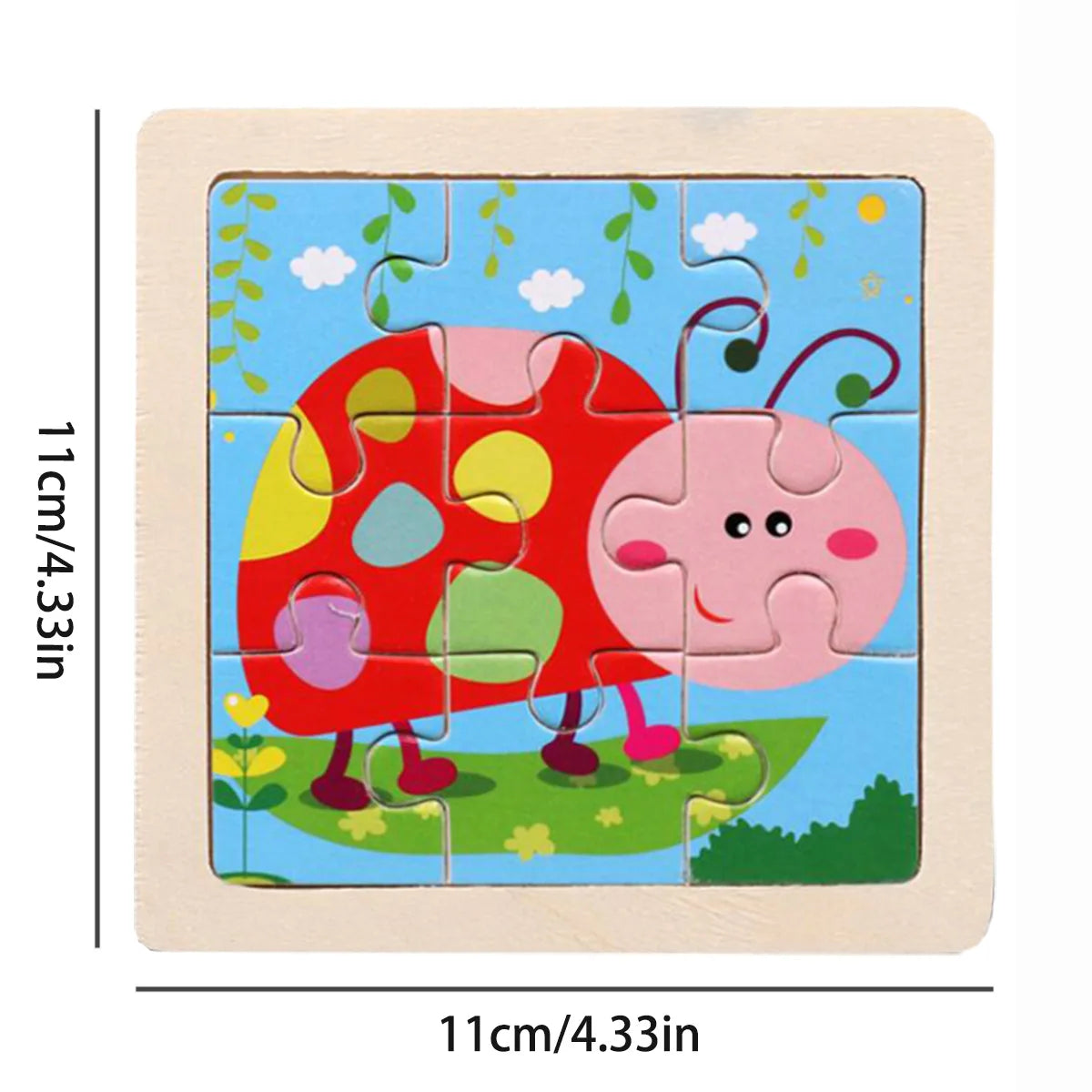 11cm/4.33in Wooden Jigsaw Puzzle Cartoon Animal Traffic Car Wood Puzzles for Kids Montessori Games Children Educational Toys