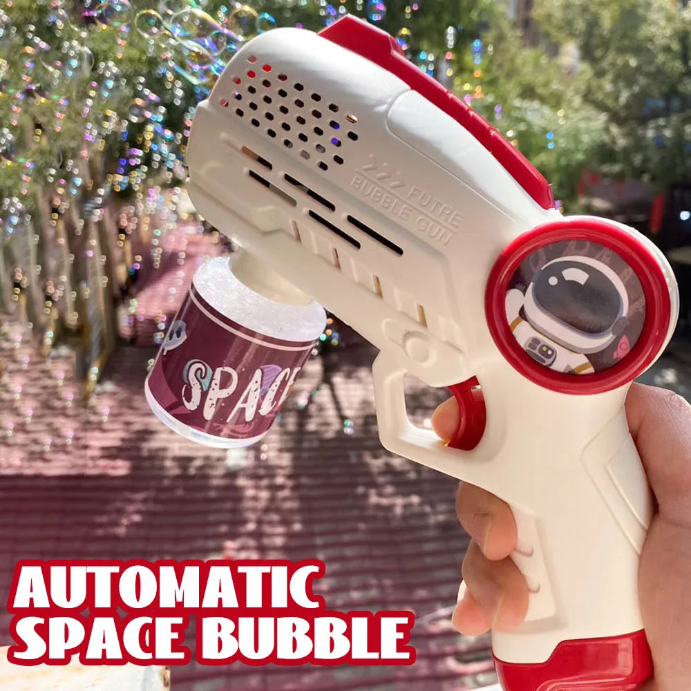 Electric Space Soap Bubble Gun Automatic Bubble Machine Maker Lights Astronaut Outdoor Games Park Toys for Kids Children's Gift
