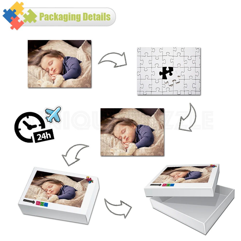 DIY Custom Jigsaw Puzzle Customize Your Own Personalized Picture Puzzle Anniversary Festival Gift Toy 108/200/300/500/1000/1500