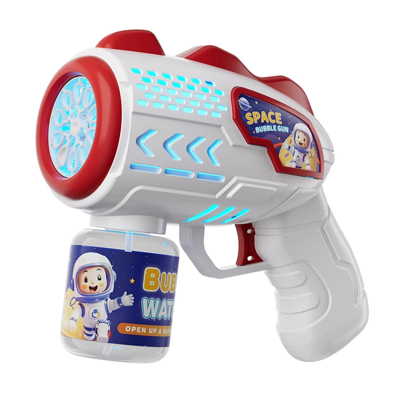 Space Astronauts Fully Automatic Bubble Gun Rocket Bubbles Machine Automatic Blower with Bubble Liquid Toy for Kids Bubble Gift