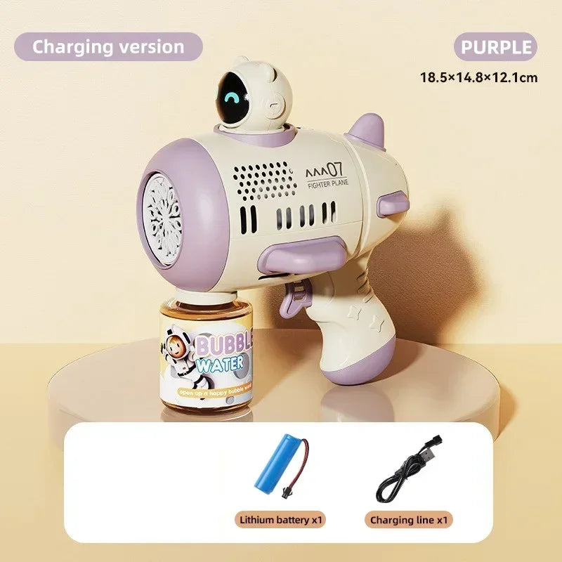 Spaceman Bubble Gun 12 Holes Shape Soap Bubble Blower Maker with Light Bubble Machne Toys for Boys Girls Birthday Gift