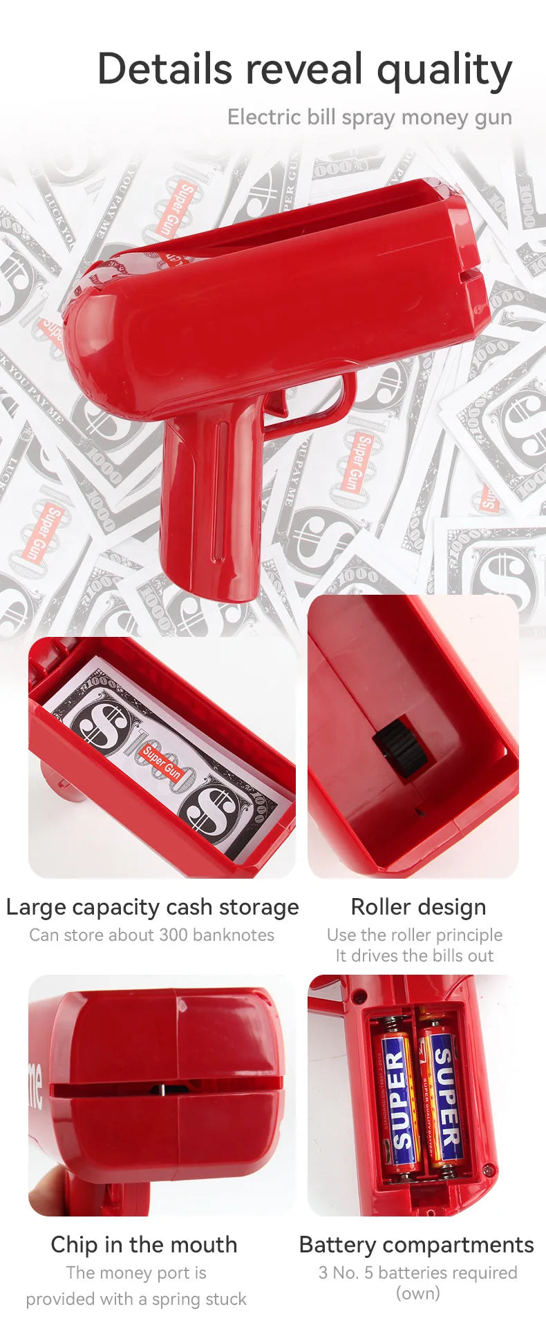 Banknote gun game toys Pistol Party Golden Money Gun Party toys Games Cash Funny toys Wedding Golden Money gun celebrate toy