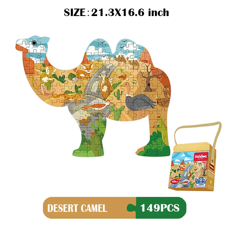 Hahowa Unique Animal Puzzle Children Jigsaw Puzzle Toy With Paper Gift Box Montesorri Education Games Toys Gifts For Kids Child