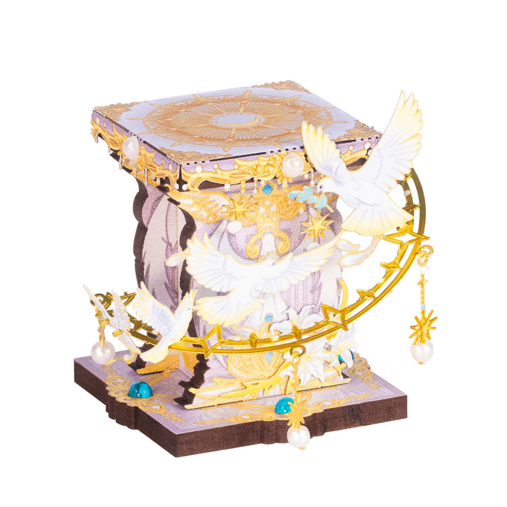 MU X MIAO SPACE Angel Cat 3D Metal Puzzle DIY Handcraft Educational Puzzle Toy Desktop Office Decoration Stress Relief Gift for