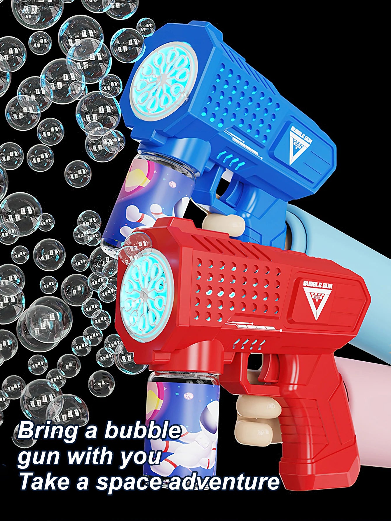 10 hole handheld fully automatic Gatling children's blowing bubble gun bubble machine without battery and bubble water