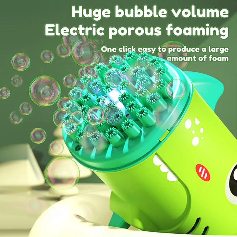 35 hole children's handheld bubble blowing toy dinosaur cartoon electric bubble machine Gatling without battery and bubble water