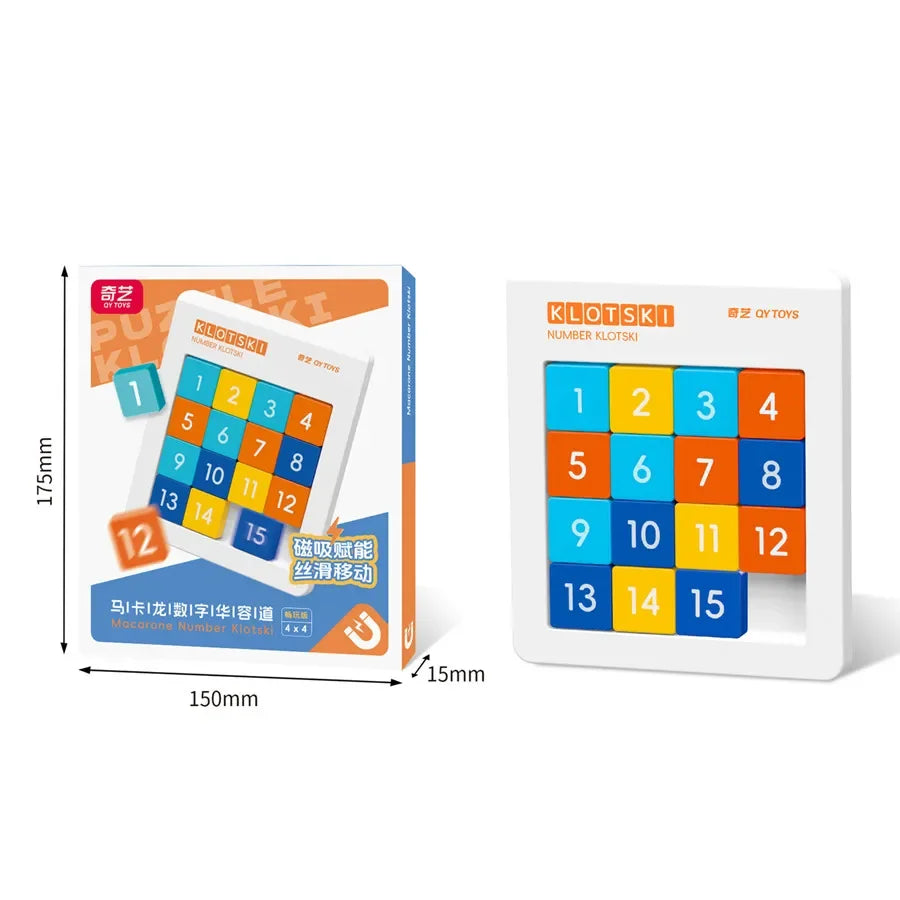 Number Klotski 4x4 Macaron Magnetic Speed Sliding Block Game Educational Puzzle Toy Brain Tester for Kids Children Birthday Gift