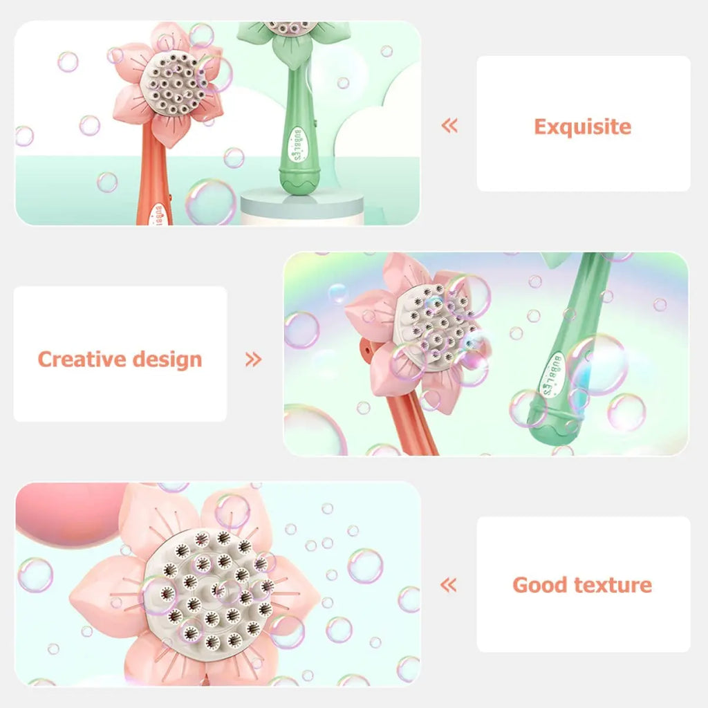 Bubble Machine Sunflower 23 Hole Electric Automatic Bubbles Gun Soap Blowering Outdoor Party Toys for Girls Children Xmas Gifts