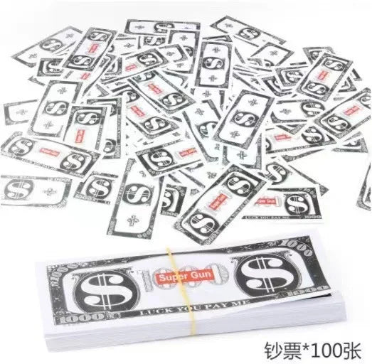 1PC Shoot Money Gun with 100PCS Toy Banknotes, Party Banknote Pistol Paper Money Shooter Interactive Game Showers of Cash