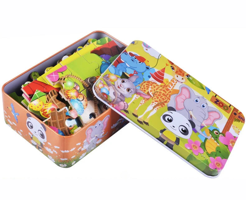 100 Pieces Puzzles for Kids Cartoon Animal Dinosaur Jigsaw Puzzle Montessori Games Children Educational Toys for Boys Girls