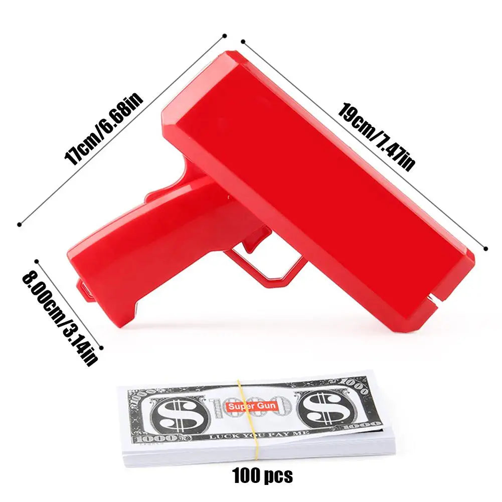 Money Shooter Gun That Look Real Fake Money Gun Shooter with Prop Money Handheld Spary Cash Gun for Game Birthday Decor