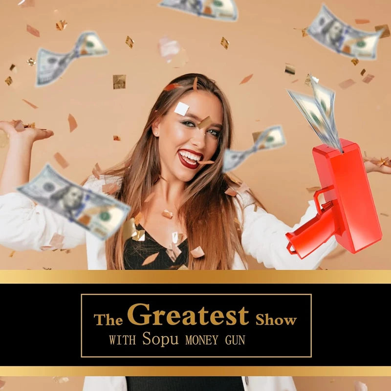 Cute Mini Prop Money Gun Paper Playing Spary Cash Shooter Gun Wedding Birthday Bachelor Party Celebration Supplies Kids Toys