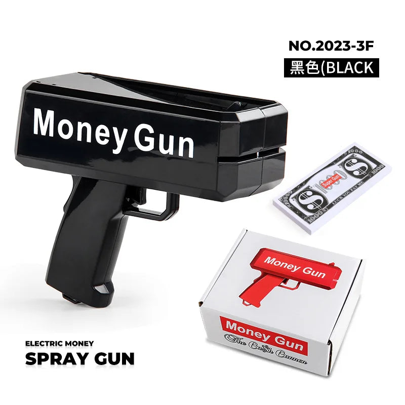 1PC Shoot Money Gun with 100PCS Toy Banknotes, Party Banknote Pistol Paper Money Shooter Interactive Game Showers of Cash