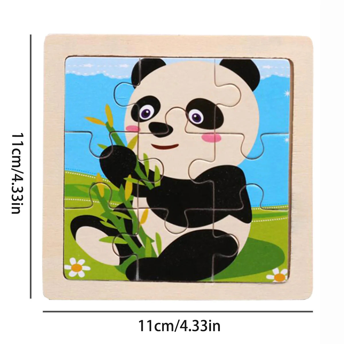 11cm/4.33in Wooden Jigsaw Puzzle Cartoon Animal Traffic Car Wood Puzzles for Kids Montessori Games Children Educational Toys