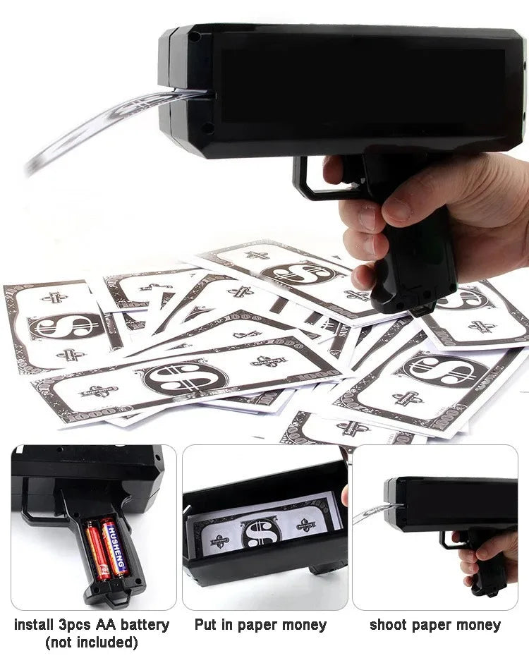 Handheld Cash Shooter for Wedding Birthday Party Game Movies Bachelor Props Party Supplies Celebration Spray Money Gun