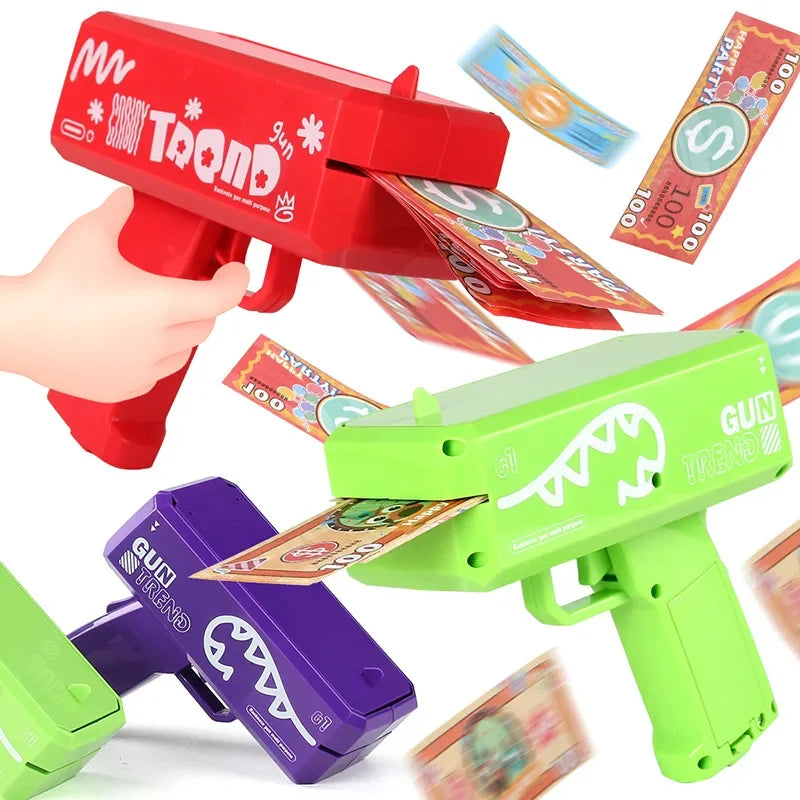 Cute Mini Prop Money Gun Paper Playing Spary Cash Shooter Gun Wedding Birthday Bachelor Party Celebration Supplies Kids Toys