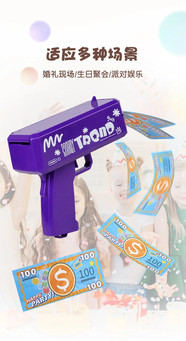 Banknote gun game toys Funny toys Pistol Party Golden Money Gun Party toys Games Wedding Golden Money gun celebrate toy Cash