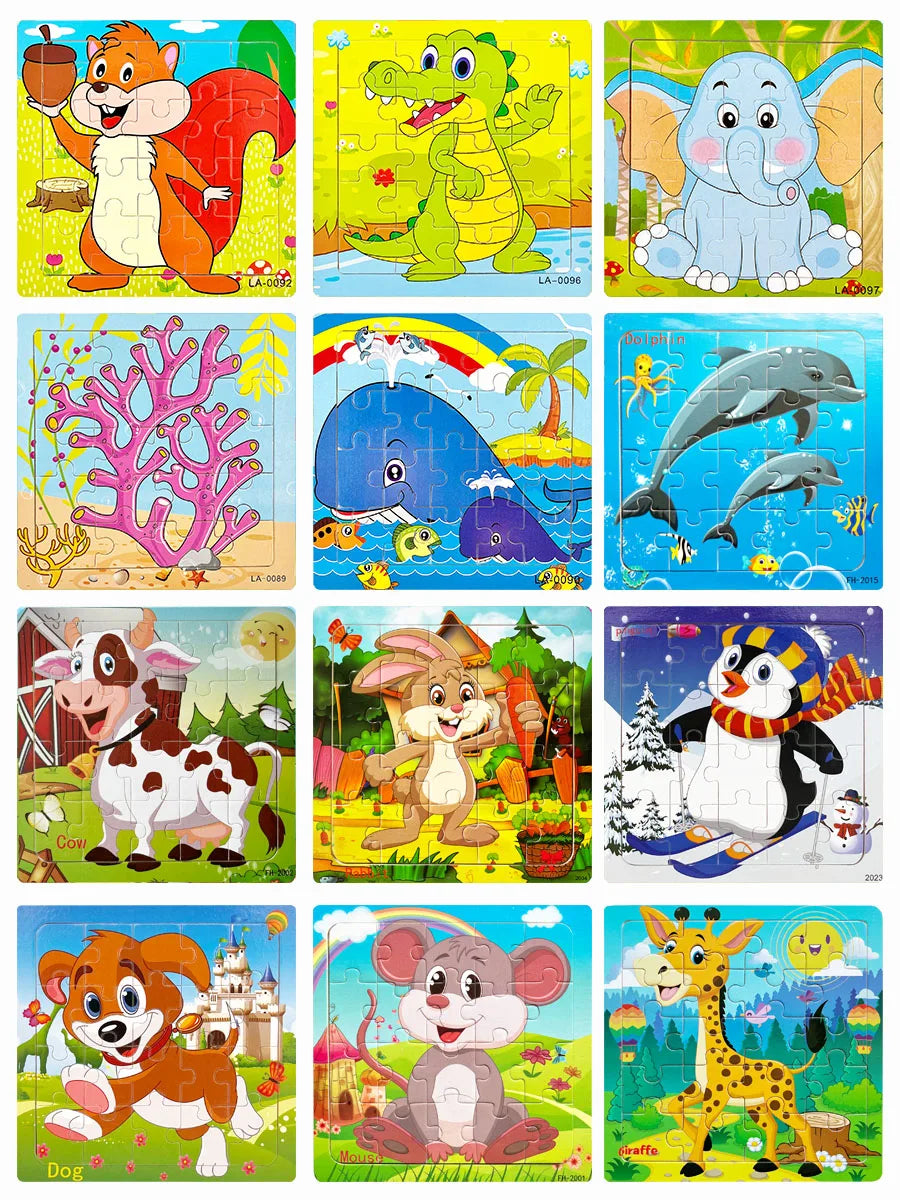 1pc 14.7cm/5.79in Wooden Jigsaw Puzzle Transportation Vehicle Marine Animal Style Puzzles Game Kids Educational Toy for Children