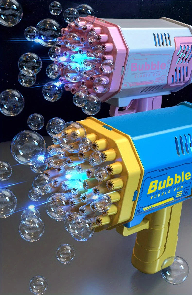 40 Holes Electric Bubble Machine Handheld Automatic Space Light Bubble Gun Kids Outdoor Battle Toys Without Bubble Water