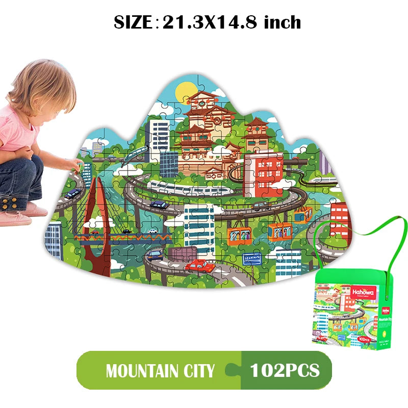 Hahowa Unique Animal Puzzle Children Jigsaw Puzzle Toy With Paper Gift Box Montesorri Education Games Toys Gifts For Kids Child