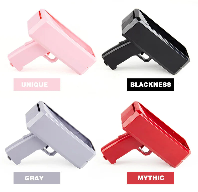 Banknote gun Party Games Pistol Party toys Games Cash Cannon Funny toys gun for banknotes Wedding Golden 100pcs fake money bills