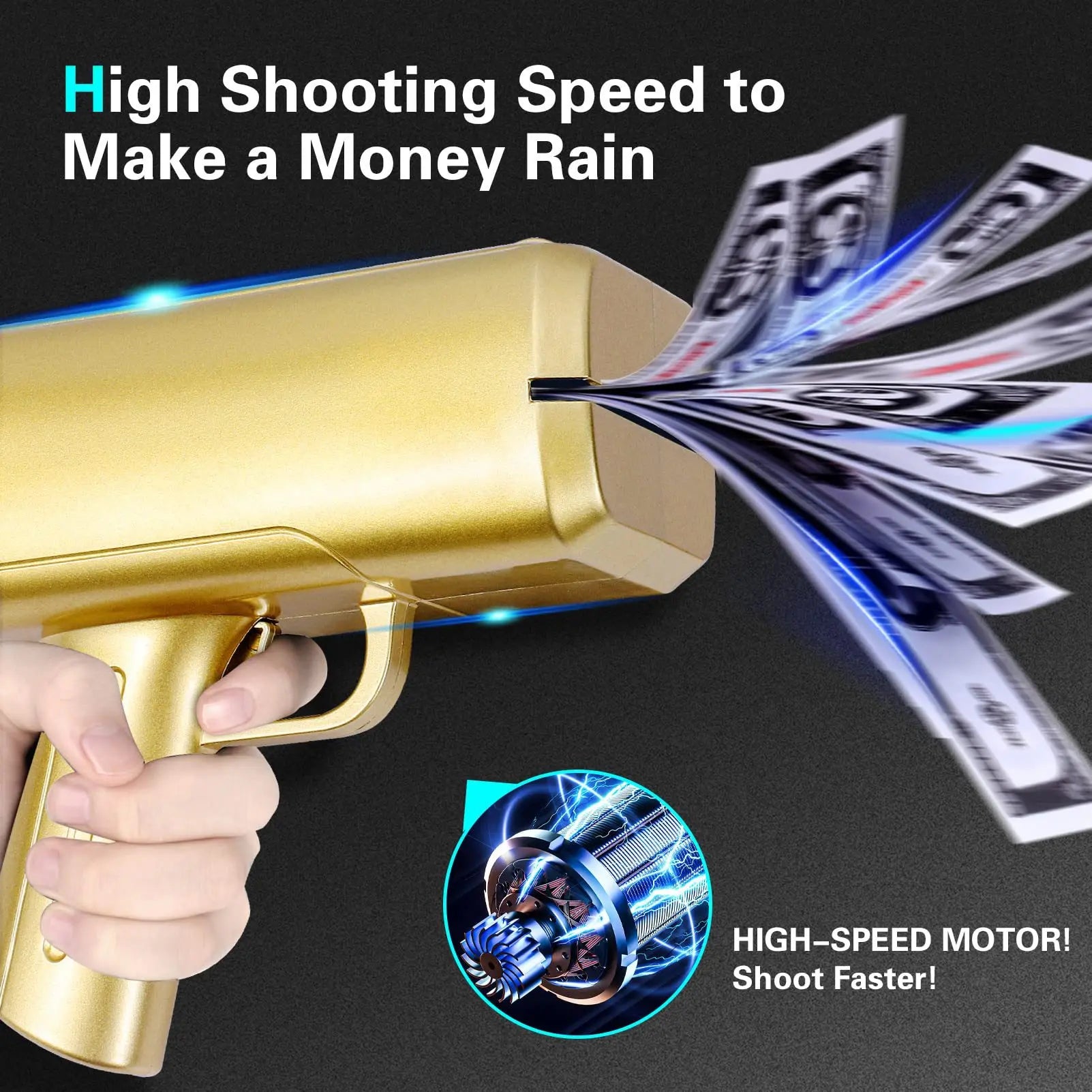 Banknote gun game toys Pistol Party Golden Money Gun Party toys Games Cash Funny toys Wedding Golden Money gun celebrate toy
