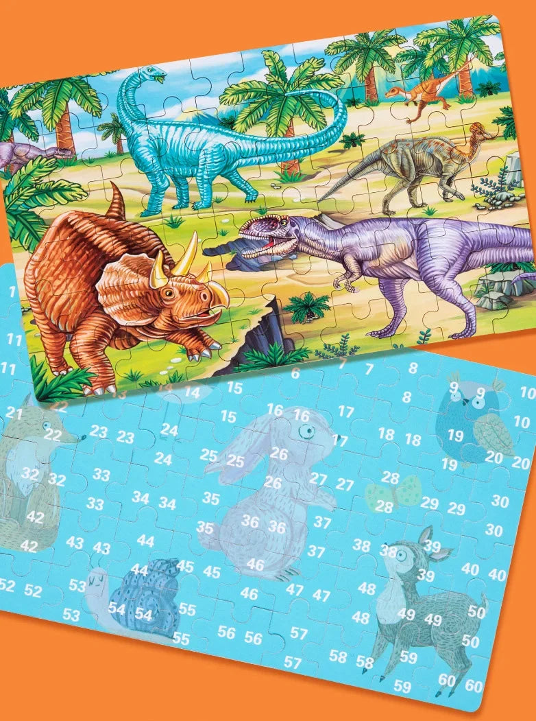 60 Pieces Wooden Puzzle Kids Cartoon Animal/Vehicle Print Jigsaw Puzzle Toy with Iron Box Baby Early Educational Toys Gift