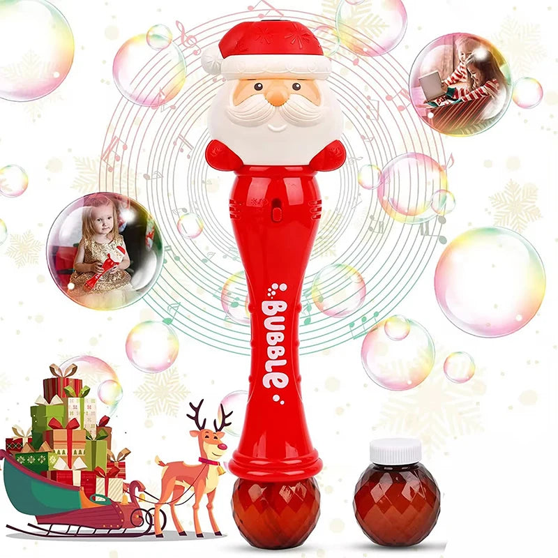 Christmas Fully Automatic Bubble Gun Toy Santa Claus Snowman Bubbles Stick Soap Bubbles Party Toy Kids Children's Birthdays Gift