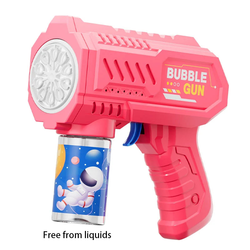 Space Astronauts Fully Automatic Bubble Gun Rocket Bubbles Machine Automatic Blower with Bubble Liquid Toy for Kids Bubble Gift