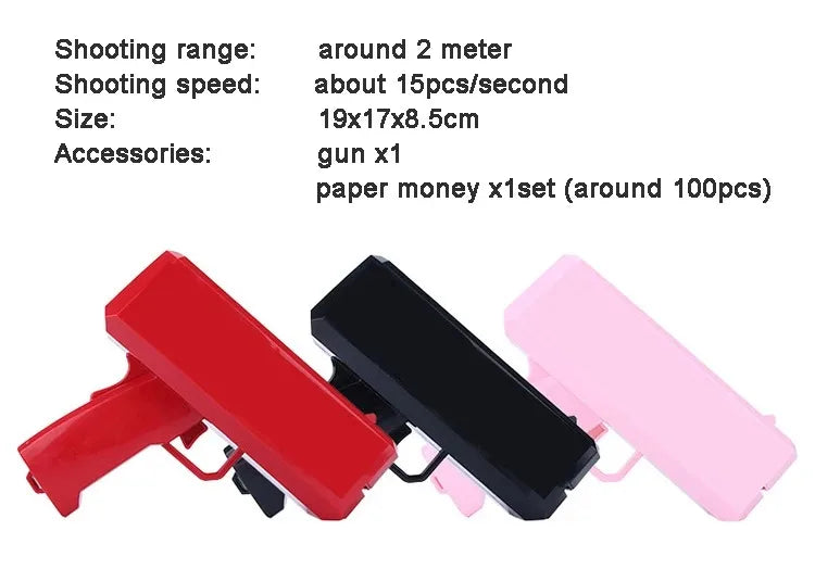 Shoot Money Gun Toy Decoration Shooter Throwing Toys Kids Funny Party Game Banknote Shoot Pistol Paper Money Wedding Birthday