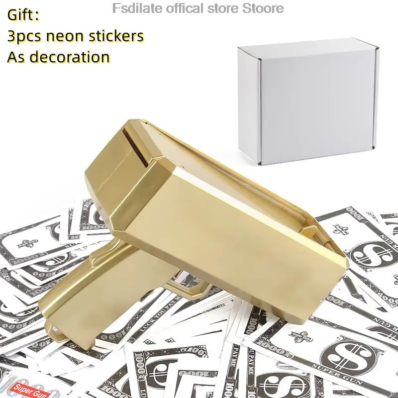 Banknote gun game toys Pistol Party Golden Money Gun Party toys Games Cash Funny toys Wedding Golden Money gun celebrate toy