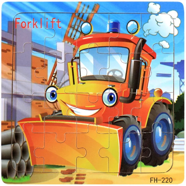 New 20 Piece Wooden 3d Puzzle Cartoon Animal Vehicle Jigsaw Puzzle Montessori Educational Toys For Kids 3-6 Years Old