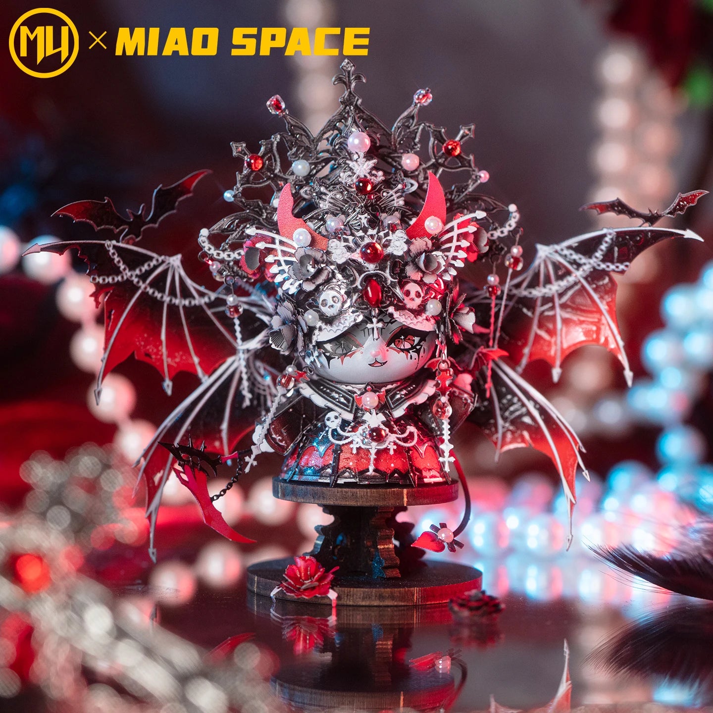 MU X MIAO SPACE Demon Cat 3d Metal Jigsaw Puzzle diy Puzzle Toy Desktop office decoration, Stress-relieving colorful gift