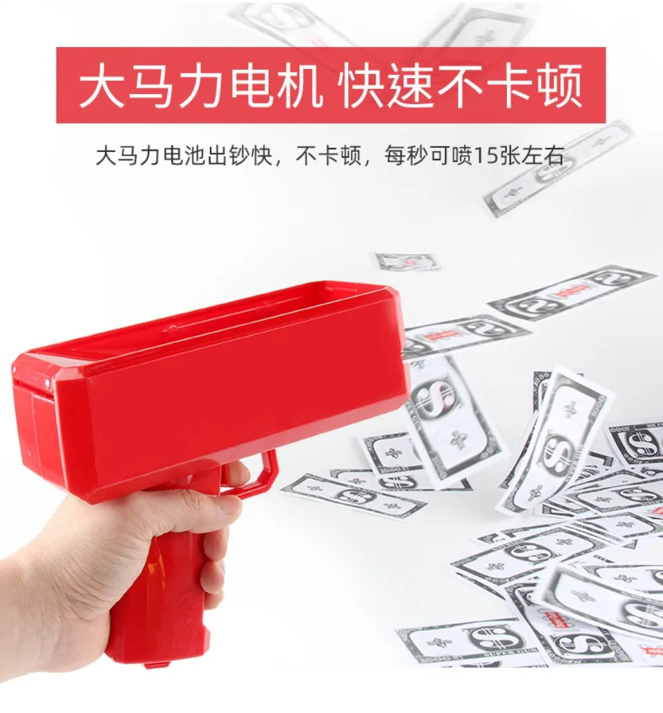 1PC Shoot Money Gun with 100PCS Toy Banknotes, Party Banknote Pistol Paper Money Shooter Interactive Game Showers of Cash