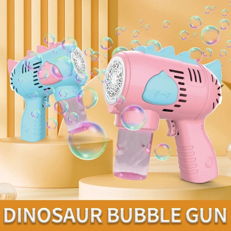 New Dinosaur Electric Automatic Light Bubble Machine Bubble Gun Summer Beach Bathing Outdoor Games Children's Gift Toys