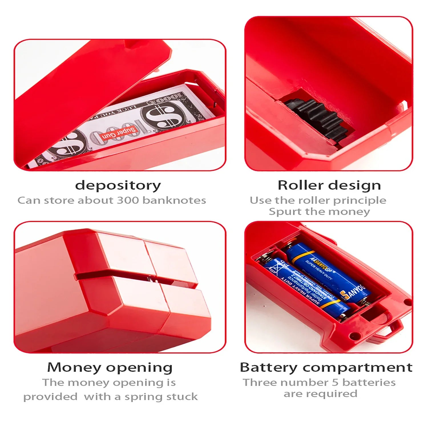 1PC Shoot Money Gun with 100PCS Toy Banknotes, Party Banknote Shoot Pistol Paper Money Shooter