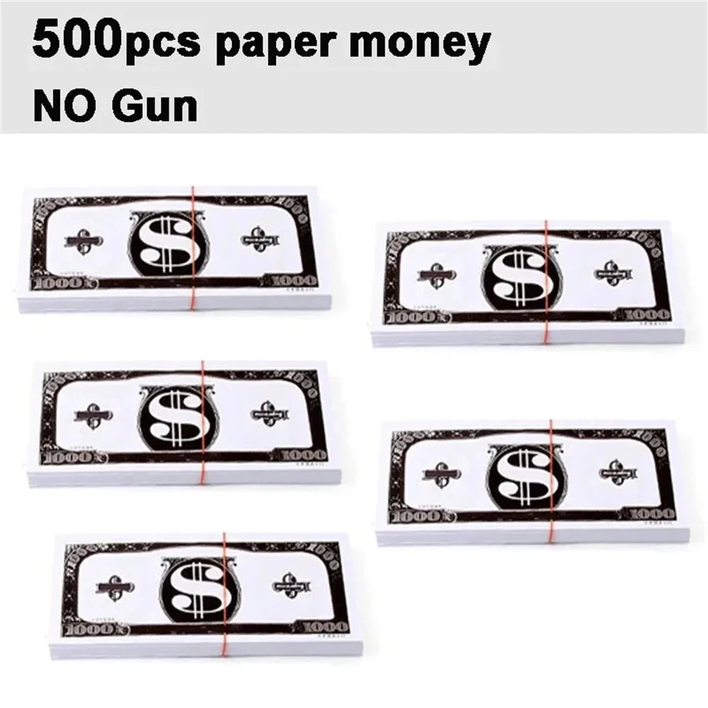 Money Shooter Gun That Look Real Fake Money Gun Shooter with Prop Money Handheld Spary Cash Gun for Game Movies Party Supplies