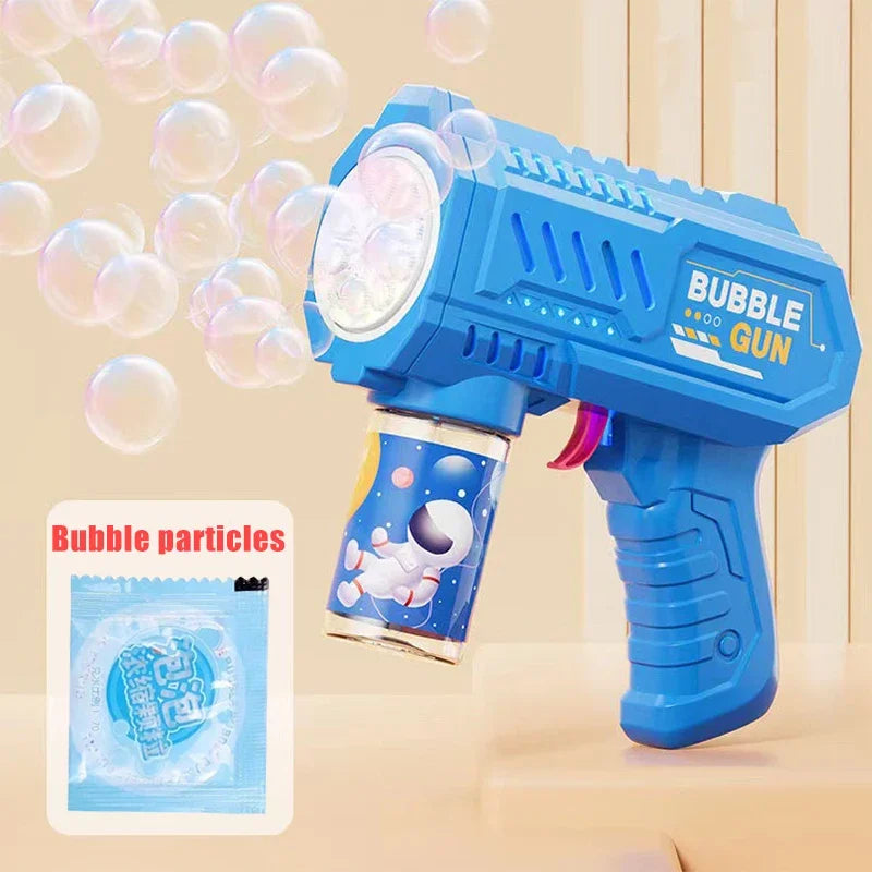 6-hole Dinosaur Bubble Machine Electric Bubble Gun with Light Fully Automatic Bubble Gun Automatic Soap Blower Outdoor Game Toy