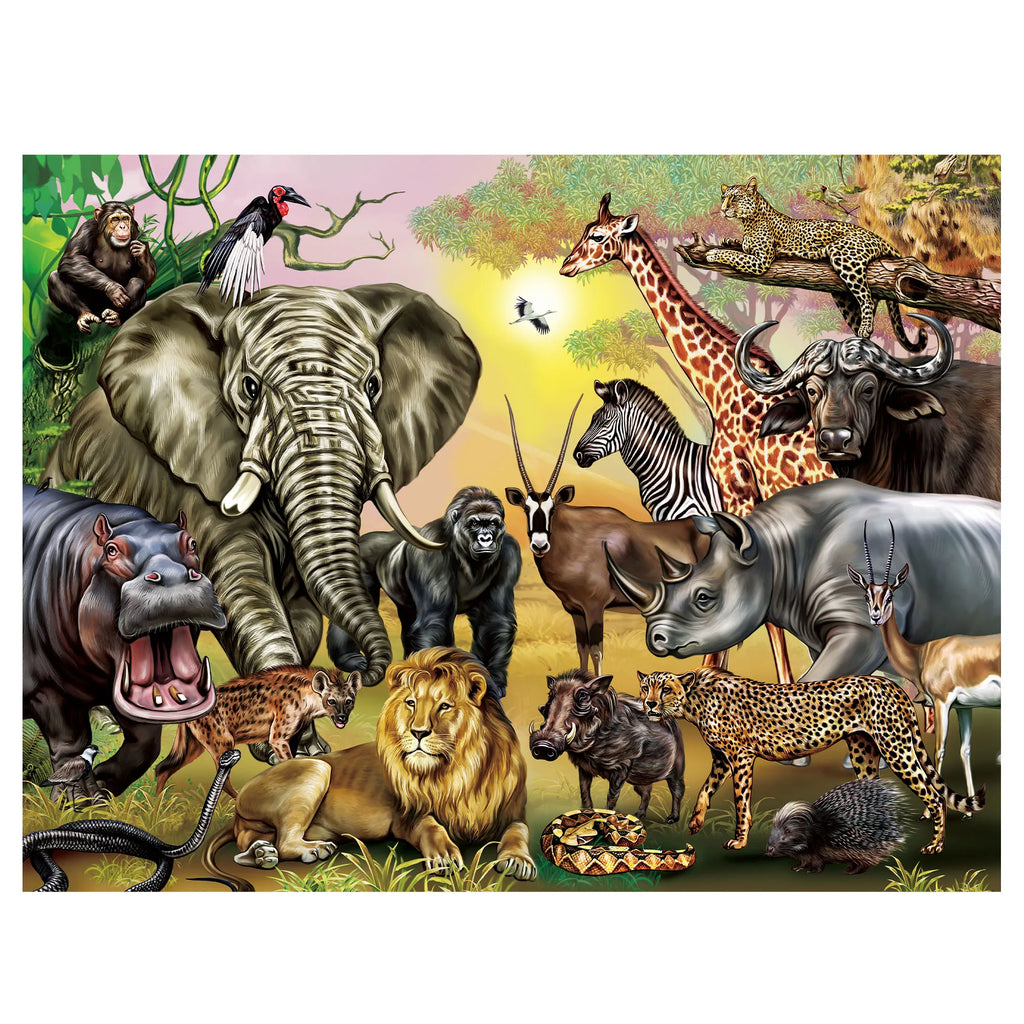 Puzzles for Kids Ages, Double Sided 100 Piece Puzzles, 2 in 1 Puzzle, Wild Animals, Learning Educational Jigsaw Puzzles Toys