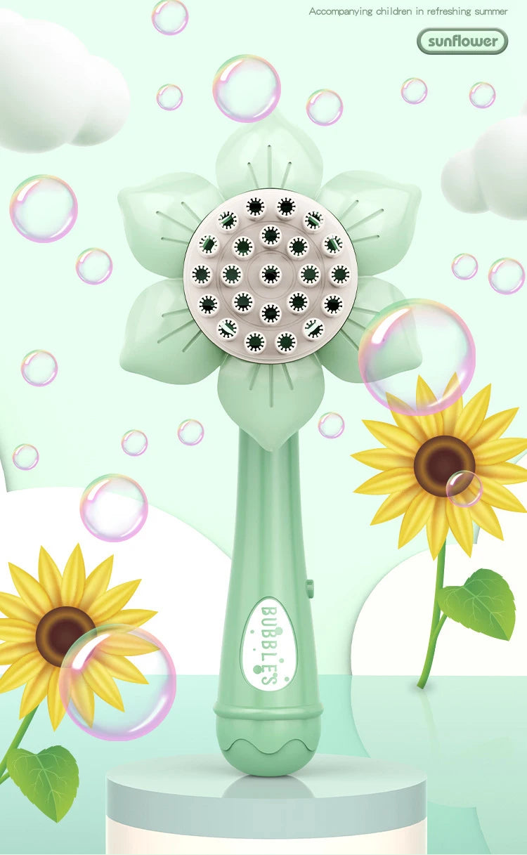 Bubble Machine Sunflower 23 Hole Electric Automatic Bubbles Gun Soap Blowering Outdoor Party Toys for Girls Children Xmas Gifts